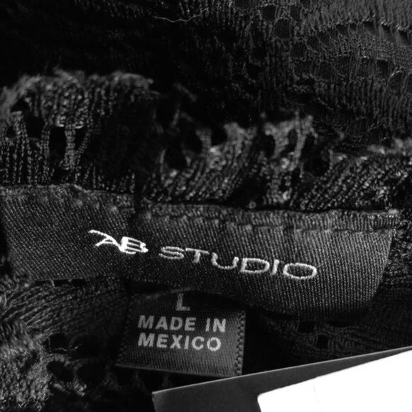 AB Studio Size Large Top Victorian Lace Swing Sleeveless Black Lined Tank NEW - Picture 10 of 13